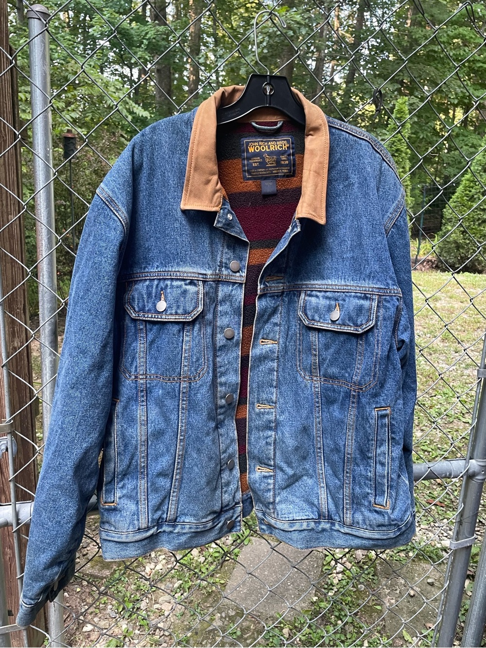 Vintage Woolrich Denim Blanket Lined Jacket Size Large